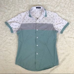 Skull print short sleeved button down